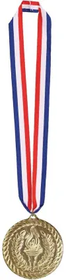 Produktbild von Famanu Medaille Gold mit Blau-Weiß-Rotem Band - 10 cm