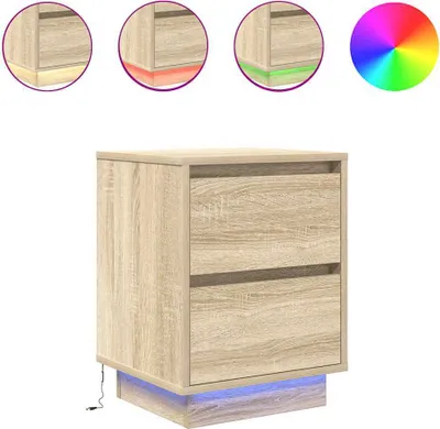 Immagine prodotto di Comodino con Luci LED Rovere Sonoma 38x34x50 cm
