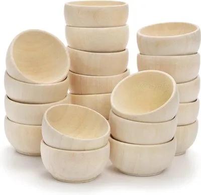 Image de Mini-récipients pour sauces et en-cas, lot de 20 petites boîtes en bois, 5,7 cm de profondeur x 3 cm de hauteur