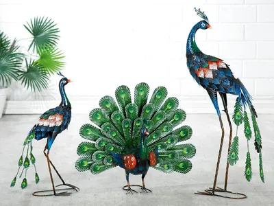 Zdjęcie produktu dla Gilde Figur, Pfau, Vogelmotiv, Metall, blau, grün, VE 1, L. 16 cm, B. 24 cm, H. 57 cm 67563 4063387675632