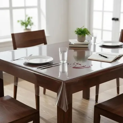 Zdjęcie produktu dla Ochraniacz na stół z PVC - Przezroczysta mata na stół - 180 x 90 cm - Grubość 1,6 mm - Wodoodporna i odporna na zarysowania - Przezroczysta