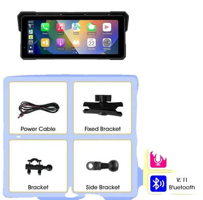 Image de Écran tactile pour moto, système de navigation GPS, connectivité Bluetooth, appareil GPS portable de 8,1 pouces