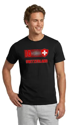Produktbild von Spreadshirt Schweizer Trikot | Schweiz Fußball Flagge Männer T-Shirt, L, Schwarz