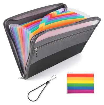 Obrázek produktu pro Organizér s uzavíratelnou kapsou na zip, 13 přihrádek, formát A4, šedá barva