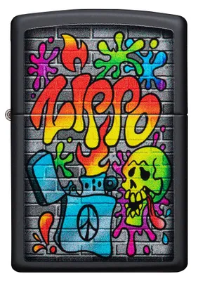 Produktbild von ZIPPO - Street Art Design - Black Matte Schwarz Bunt Graffiti Sturmfeuerzeug nachfüllbar Benzin 60005925