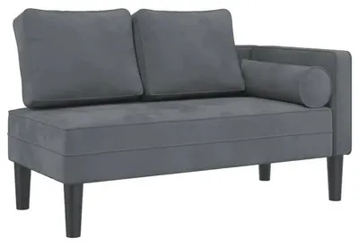 Obrázek produktu pro Křeslo s opěrkou nohou – Sametová pohovka – S polštářem – Pro obývací pokoj – 116,5 x 62 x 57,5 cm – Tmavě šedá