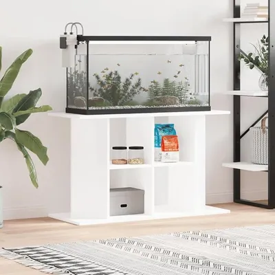 Image de Support pour aquarium, meuble de rangement pour aquarium, armoire pour aquarium, meuble sous aquarium, table pour aquarium, armoire pour terrarium, support pour aquarium, blanc, 100x40x60 cm, panneau de particules