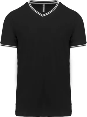 Produktbild von Kariban Herren T-Shirt Pique Poloshirt Work Golf Shirt V-Neck Kurzarm, Größe:S, Farbe:Black/Light Grey/White
