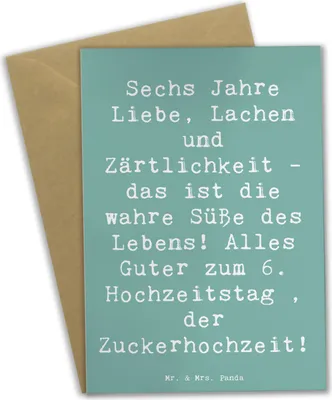 Produktbild von Mr. & Mrs. Panda Grußkarte Spruch 6. Hochzeitstag Zuckerhochzeit - Meeresbrise - Geschenk, weihnachtskarten, dankeskarten, einladungskarten, Geschenke, Heiraten, Heirat