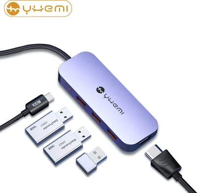Produktbild von YHEMI MC805 5in1 Type-C HUB 100W USB3.0*3 4K HD HDMI supports 3840*2160/30Hz