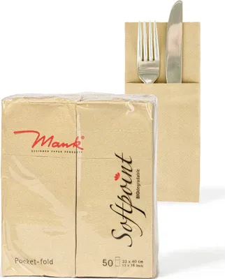 Produktbild von Softpoint "Pub" Besteckservietten Sand, 40 x 33 cm, 50 Stück - Mank
