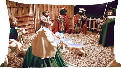 Produktbild von MuchoWow® Zierkissen Sofakissen Wohnzimmer Dekokissen 50x30 cm Weihnachten - Krippe - Wohnzimmerdekoration - Polster mit Photo