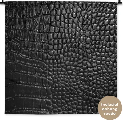 Produktbild von MuchoWow® Wandteppich Wandbehang Leder - Strukturiert - Schwarz - Grau 90x90 cm Tapisserie Dekoration Wandtuch - Wandaufhänger
