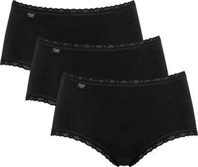 Produktbild von sloggi Damen Midislip 3-Pack 24/7 Baumwolle Lace - BLACK - Größe 48