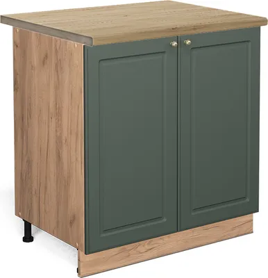 Produktbild von Küchenunterschrank Vicco Fame-Line Grün-Gold Landhaus 80 cm mit Regal, AP Eiche, Model 46445