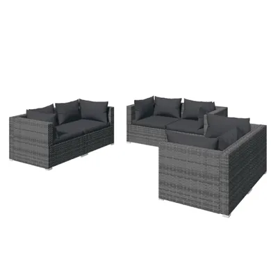 Obrázek produktu pro vidaXL 6dílná zahradní lounge souprava s polštáři Poly Rattan Grey