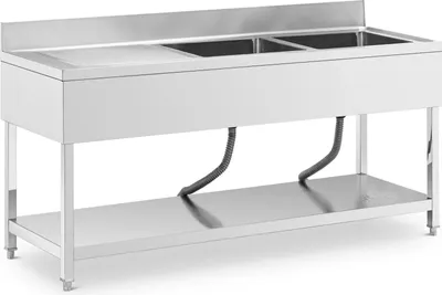 Obrázek produktu pro Expondo Royal Catering Dřez - 2 vany - nerezová ocel - 180 x 60 cm -