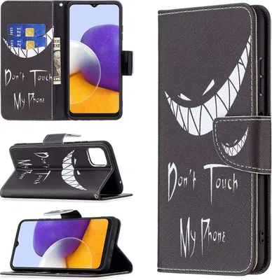 Produktbild von König Design Hülle kompatibel mit Samsung Galaxy A22 5G Kunstleder Handyhülle - Handy Case Schwarz