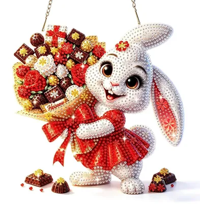 Produktbild von Diamant Painting Anhänger Osterhase Schokolade Fensterbild Hängendes Ornament Kreatives Basteln Geschenk
