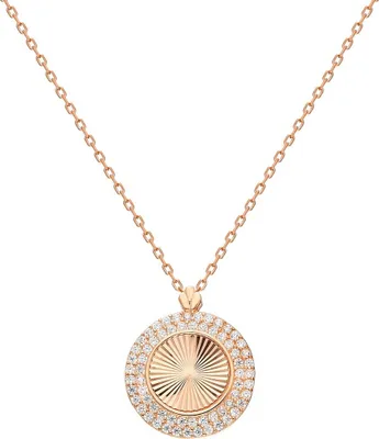 Produktbild von Dkeniz Anhänger mit Kette Coin 925/- Sterling Silber rosevergoldet Zirkonia Weiß