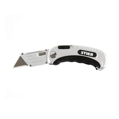 Produktbild von STIER Klappmesser, Cuttermesser, Arbeitsmesser, wechselbare Trapezklinge, ergonomischer Komfortgriff, Einklappmechanismus, Kleines Format, Geringes Gewicht, Einfaches Klingenwechseln