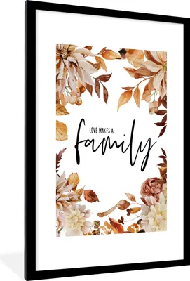 Produktbild von MuchoWow® Gerahmtes Poster Sprichwörter - Zitate - Liebe macht eine Familie 60x90 cm - Poster mit Schwarzem Bilderrahmen Wandposter Rahmen Foto Bilder - Dekoration - Wandposter Wohnzimmer - Hochwertig