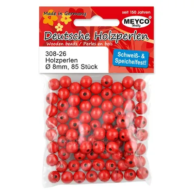 Image de Meyco perles en bois 85 résistant à la sueur et à la salive en 8mm rouge foncé