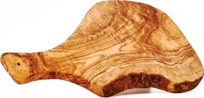 Produktbild von Servierbrett aus Olivenholz im Naturschnitt mit Griff 30 cm