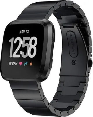 Produktbild von Strap-it Fitbit Versa / Versa 2 Armband Metall (Schwarz)