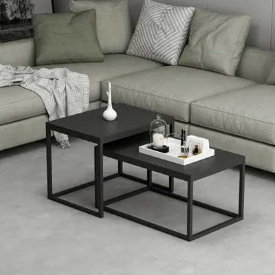 Produktbild von Skye Decor, Leka - Black, Beistelltische, Satztisch (2 Stück), Schwarz, 60 x 45 x 47 cm