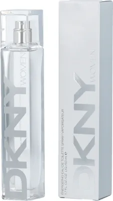 A bottle of DKNY Women Energizing eau de toilette and its packaging are displayed side-by-side against a white background.
