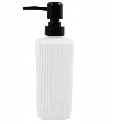 Zdjęcie produktu dla Dozownik do mydła, biały, 350 ml - Rzeźbiony dozownik do płynnego mydła do łazienki i kuchni - Nowoczesny dozownik z pompą i dozownik do płynu do mycia naczyń, styl skandynawski