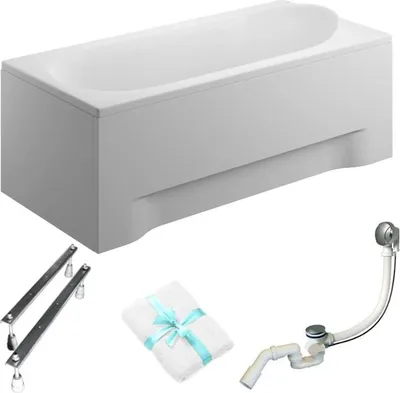 Produktbild von Aqua For You | Badewanne - Polimat Rechteckbadewanne - 170 x 75 Cm - Antibakterielle Beschichtung - 158 L - Mit Siphon Und Füßen - mit Verkleidung