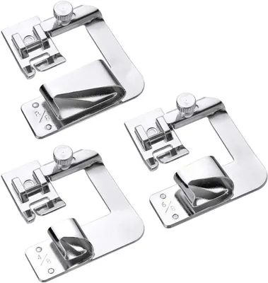 Produktbild von Nähmaschinen Rollsaumfuß Set, 3 Größen (13 mm, 19 mm, 25 mm), für präzise Rollsäume