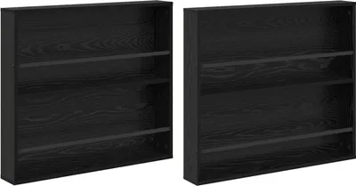 Image de vidaXL Étagère de rangement, 2 pièces, noire, imitation chêne, 80 x 12 x 70 cm