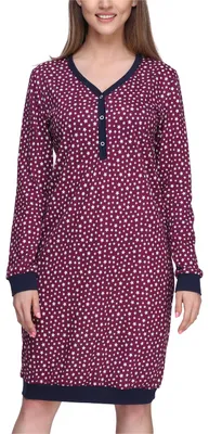 Image de Chemise de nuit pour femme Merry Style MS10-179 (bordeaux/étoiles, taille S)