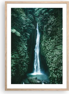 Produktbild von Gerahmtes Poster - Rahmen in heller Eiche - Tropen Wasserfall Dschungel - 50x70 cm - Wand Bild - Wanddeko - Wandbilder - Kunstposter - Wandposter - Bilderrahmen - Bilder - Kunstdruck - P2NPA50x70-5103