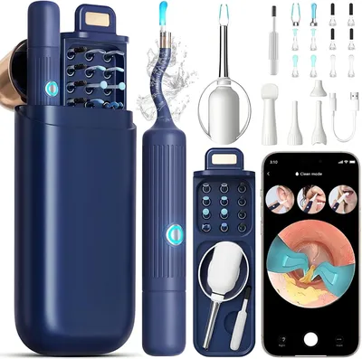Produktbild von Ohrenschmalz Entferner Otoskop, Ohrenschmalz Entfernung Set mit Kamera, IP67 Wasserdicht Wifi Ohrreiniger mit Lichtern, tragbare Ohr Reinigung Kit