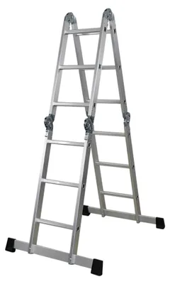 Produktbild von Sprossen-Mehrzweckleiter MULTISTEP | mit Gerüstplattform | 4-teilig Aluminiumleiter | 4x3 Sprossen | bis zu 3,5 m Höhe | Traglast 150kg | Arbeitsgerüst, Stehleiter & Anlegeleiter