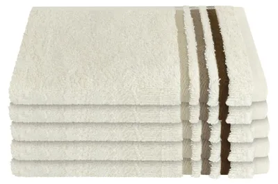 Produktbild von SCHIESSER Gästetuchset Skyline Color | Einfarbig | 5-teilig | 100% Baumwolle | Flauschig & Saugstark | 30x50 cm | Creme