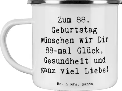 Produktbild von Mr. & Mrs. Panda Kaffeepott Spruch 88. Geburtstag Glückwünsche - Weiß - Geschenk, Tasse Emaille, Liebe, besondere Anlässe, Pott, Haferl, Happy Birthday, Teetasse, Becher