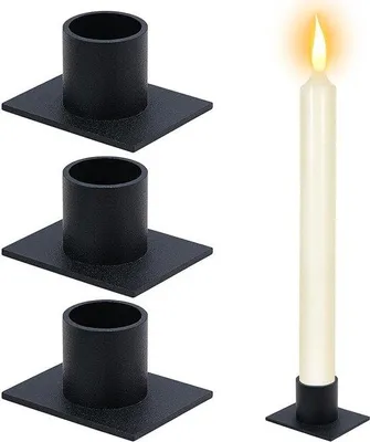 Image de Lot de 4 bougeoirs noirs, bougeoirs rétro pour un dîner aux chandelles, pour une décoration de ferme, pour un mariage à domicile, un anniversaire, Noël, la Saint-Valentin et un anniversaire