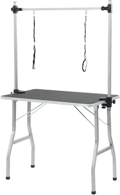Produktbild von Trimmtisch Schertisch mit 2 Schlingen für Hunde Katzen Klappbar Professioneller Elektrischer Hundepflegetisch Aufzug Höhenverstellbar 105 x 61,5 x 160 cm (L x B x H) Max. Belastbarkeit:60 kg