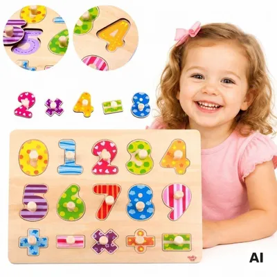 Immagine prodotto di Tooky Toy Puzzle in legno Imparare a contare Puzzle con numeri di perni