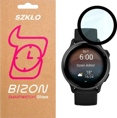Produktbild von Hybrides Glas für Garmin Vivoactive 6, Bizon Glass Watch Edge Hybrid, Schwarz