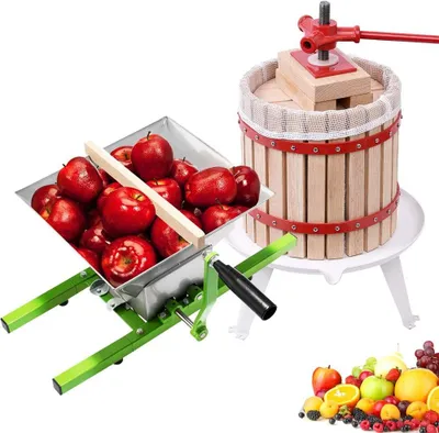 Zdjęcie produktu dla QEENTOE: Ręczna prasa do owoców o pojemności 12 litrów oraz ręczna maszynka do mielenia owoców ze stali nierdzewnej o pojemności 7 litrów.