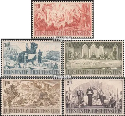 Produktbild von Briefmarken Liechtenstein 1942 Mi 202-206 (kompl.Ausg.) mit Falz Gebietsteilung