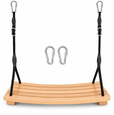 Holz-Schaukel 60x25 cm, verstellbares Seil, bis 150 kg, für Garten & Innen