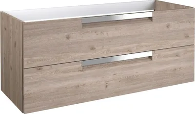 Produktbild von Waschtischunterschrank Meerut 34 mit Siphonausschnitt, Farbe: Eiche Grau – 50 x 119 x 45 cm (H x B x T)