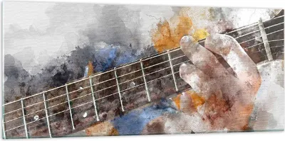 Produktbild von Bilder auf glas - Gitarre Musik - 120x50cm - Glasbilder - Wandbilder - Kunstdruck - zum Aufhängen bereit - Wanddekoration aus Glas - Glas Bilder - Wandbild auf Glas - Einteilig - GAB120x50-3448